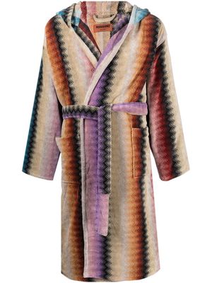Missoni Home hooded zig-zap print robe - Neutrals