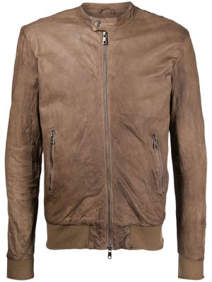 Giorgio Brato long sleeve biker jacket - Brown
