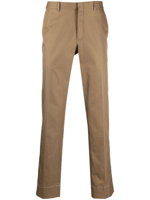 Brioni cotton straight-leg trousers - Brown