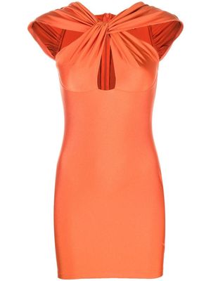 Coperni knot-detail mini dress - Orange