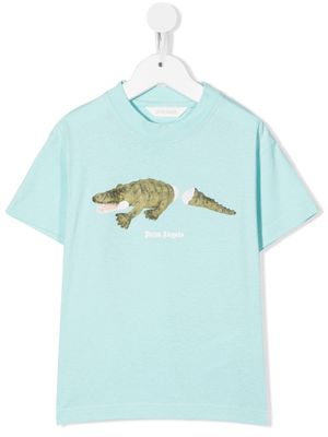Palm Angels Kids Crocodile graphic-print T-shirt - Blue