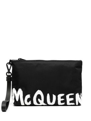 Alexander McQueen logo-print clutch bag - Black