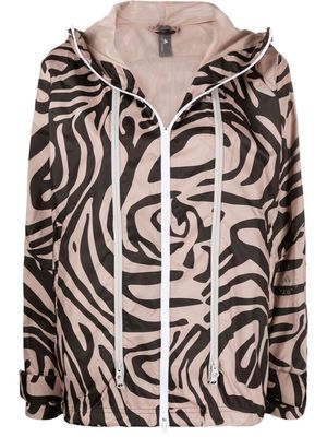 adidas by Stella McCartney animal-print hooded windbreaker - Brown