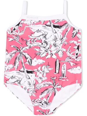 Moncler Enfant Hawaii-inspired print swimsuit - Pink