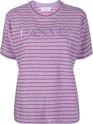 LANVIN striped logo-embroidered T-shirt - Purple