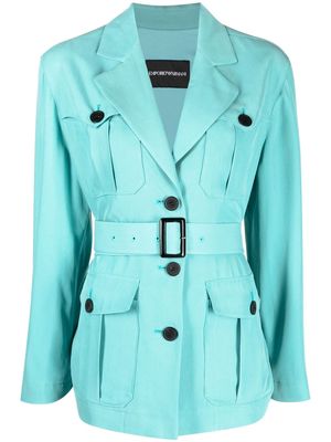 Emporio Armani short belted trench coat - Blue
