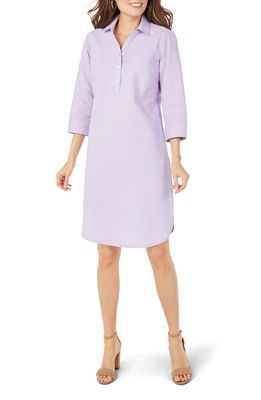 Foxcroft Delaney Textured Gingham Shirtdress in Blue Freesia