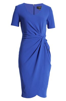 TAHARI ASL Stretch Crepe Side Knot Dress in Royal