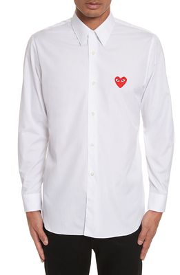 COMME DES GARCONS PLAY Woven Cotton Shirt in White