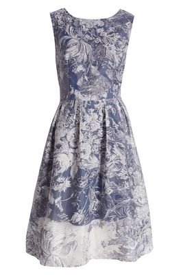 JS Collections Poppy Floral Print Cocktail Dress in French Blue