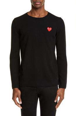 COMME DES GARCONS PLAY Crewneck Wool Sweater in Black