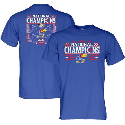 Men's Blue 84 Royal Kansas Jayhawks 2022 NCAA Men's Basketball National Champions Bracket T-Shirt