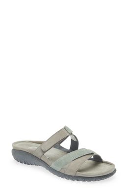 Naot Tariana Slide Sandal in Light Gray/Teal Linen