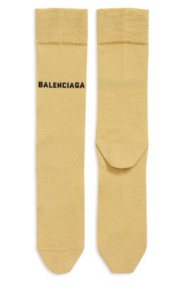 Balenciaga Metallic Logo Jacquard Socks in Gold/Black