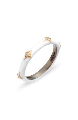 Armenta New World 14k Gold & Enamel Band Ring in White Enamel
