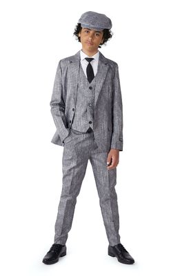 OppoSuits Suitmeister '20s Three-Piece Suit with Tie & Hat in Grey