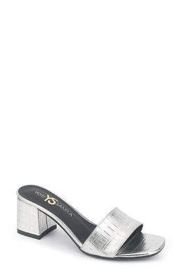 Yosi Samra Danielle Croc Embossed Sandal in Silver