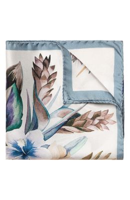 Eton Floral Silk Pocket Square in Medium Blue