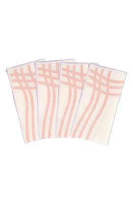 MISETTE Set of 4 Embroidered Napkins in Grid Group - Pink/Purple