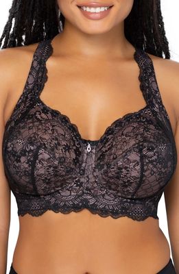 Curvy Couture Luxe Lace Wireless Bralette in Black Hue