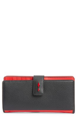 Christian Louboutin Paloma Calfskin Leather Wallet in Black/Loubi