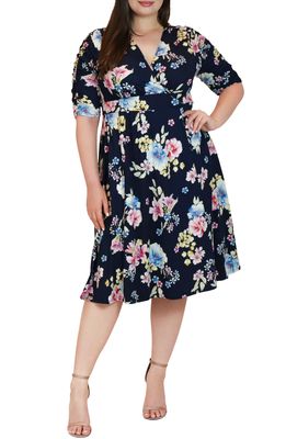 Kiyonna Gabriella Print Jersey A-Line Dress in Blossom Bliss Print