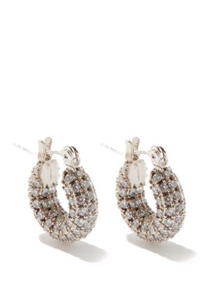 Fallon - Doughnut Zircon & 14kt White Gold-plated Earrings - Womens - Silver