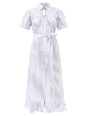 Evi Grintela - Erna Striped Cotton-poplin Shirt Dress - Womens - White Blue