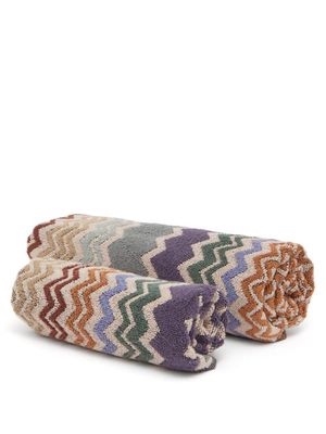 Missoni Home - Set Of Two Rex Zigzag Cotton-terry Towels - Brown Multi
