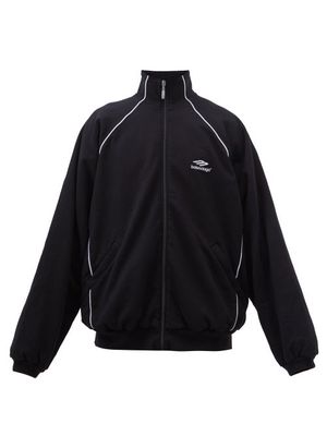 Balenciaga - 3b-logo Oversized Cotton-jersey Track Jacket - Mens - Black