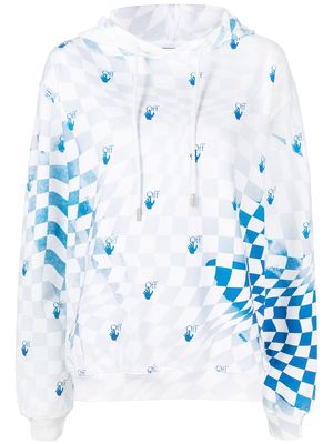 Off-White Hands-Off logo checked hoodie