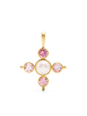 Cathy Waterman 22kt gold Akoya pearl and pink tourmaline pendant