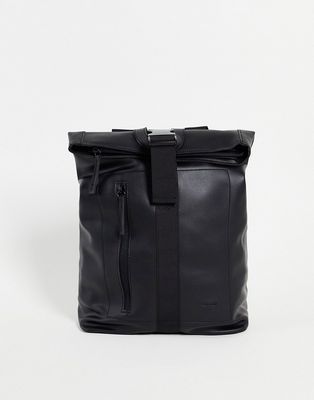 Fenton roll top backpack in black