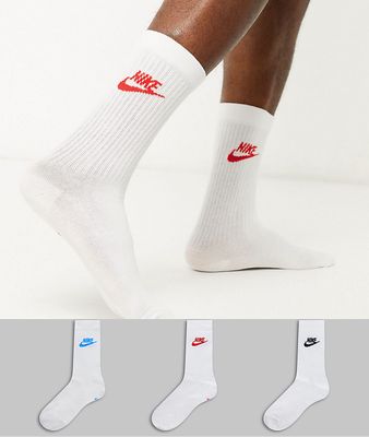 Nike 3 Pack Everyday Essential socks in white/multi