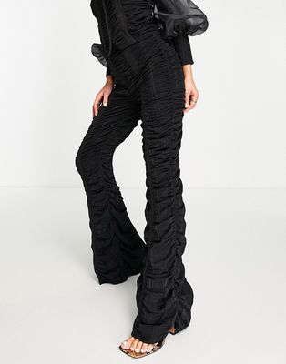 ASOS LUXE ruched chiffon pants in black - part of a set