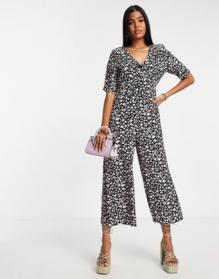 Nobody's Child wide leg button jumpsuit in ditsy floral-Multi