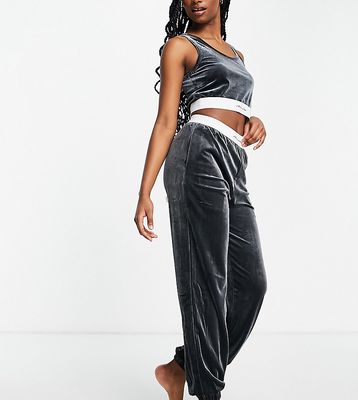 Missguided velour lounge set in charcoal-Gray