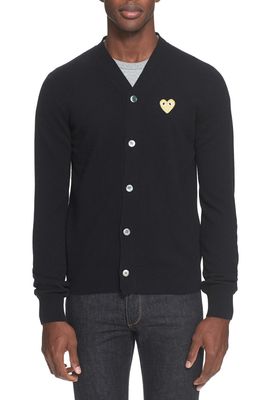 COMME DES GARCONS PLAY Commes des Garcons PLAY Wool V-Neck Cardigan in Black