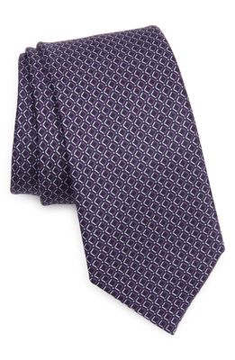 ZEGNA TIES Geometric Pattern Silk Tie in Purple