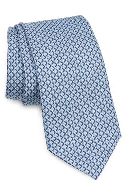 ZEGNA TIES Geometric Pattern Silk Tie in Light Blue