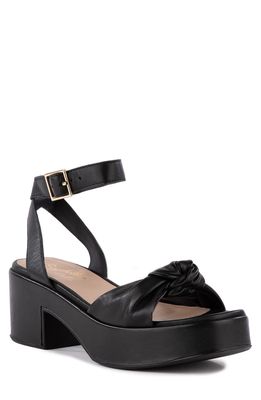 Seychelles Slow Motion Ankle Strap Platform Sandal in Black Leather