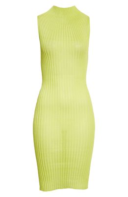 A. ROEGE HOVE Emma Ribbed Cotton Blend Body-Con Dress in Lime