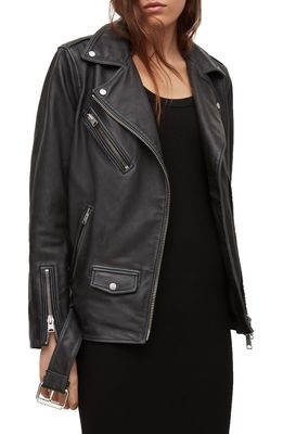 AllSaints Billie Leather Biker Jacket in Black