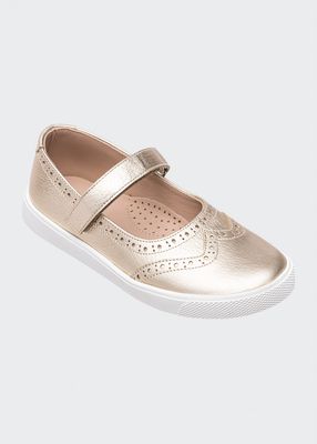 Girl's Metallic Leather Mary Jane Sneakers, Baby/Toddler/Kids