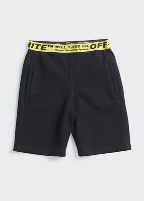 Boy's Contrast Logo-Tape Sweat Shorts, Size 4-10