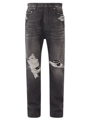Balenciaga - Distressed Wide-leg Jeans - Womens - Black