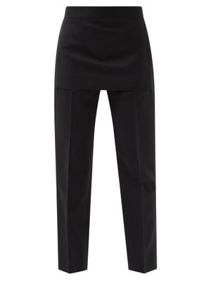 Givenchy - Mini Skirt-overlay Wool-blend Slim-leg Trousers - Womens - Black