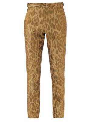 Tom Ford - Leopard-brocade Suit Trousers - Mens - Brown Multi
