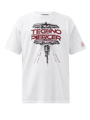 Raf Simons - Techno Piercer-print Cotton-jersey T-shirt - Mens - White