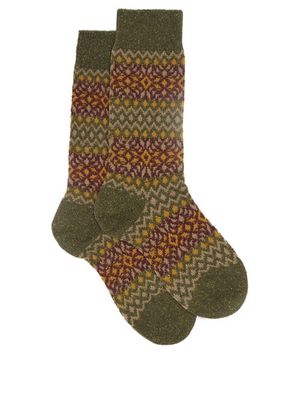 Pantherella - Fellcroft Fair Isle-patterned Socks - Mens - Khaki Multi